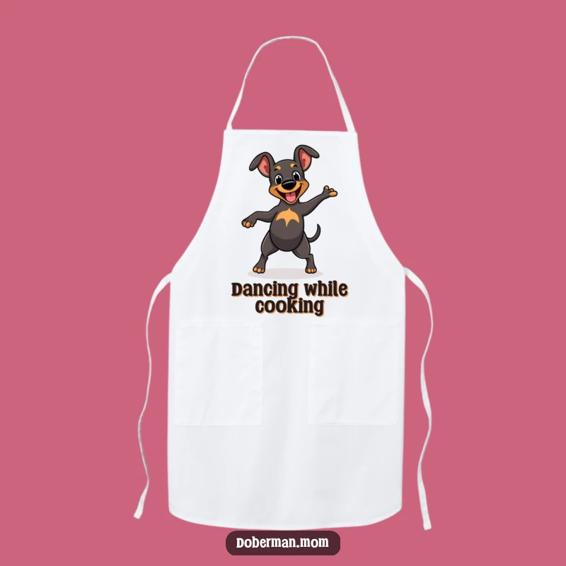 Funny Cheerful Doberman Dance Apron: Cook with a Wagging Tail!