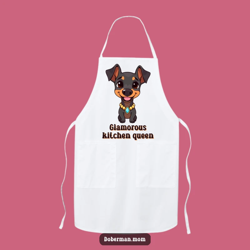 Dapper Doberman Jeweled Collar Apron: Chef's Canine Elegance