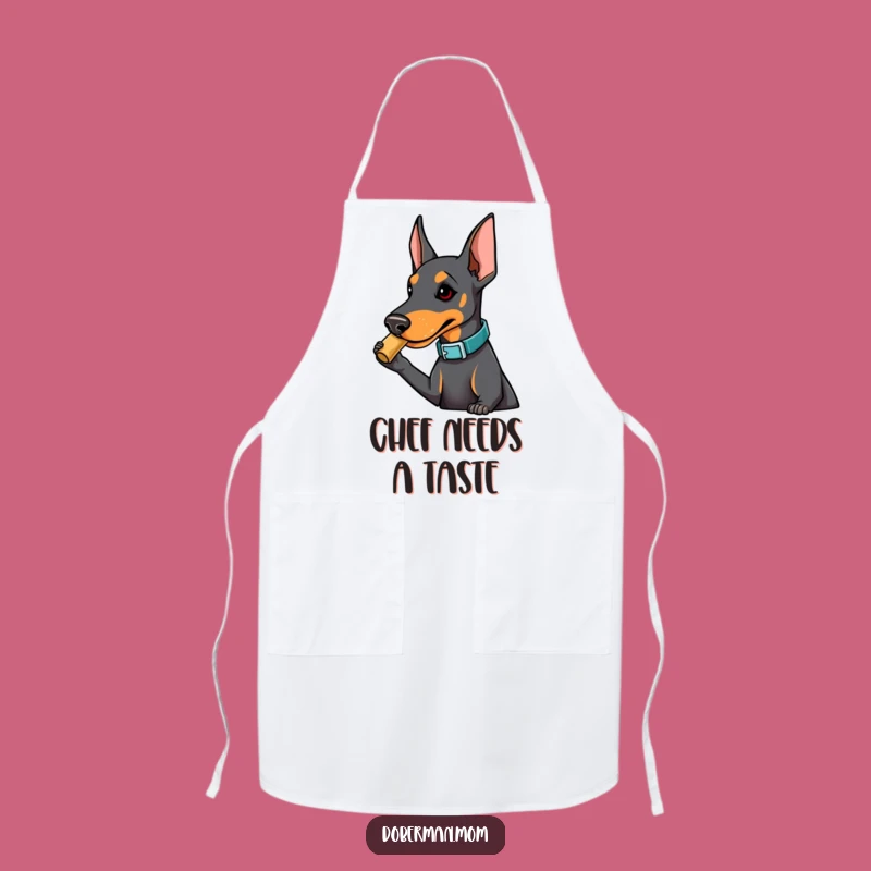 Funny Doberman Treat Apron: Fashionable Dog Nudging for Kitchen Fun