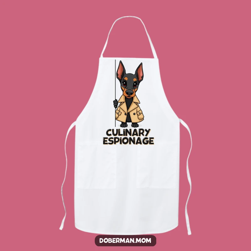 Funny Doberman Trench Coat Apron - Spy Chef Kitchen Gift
