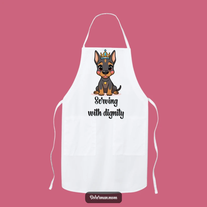 Funny Regal Doberman Tiara Apron - Kitchen Humor for the Royal Chef Gift