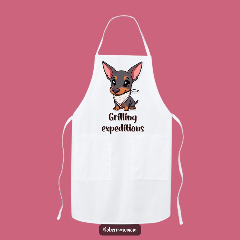 Funny Doberman Adventure Apron A Hilarious Companion for Outdoor Chefs