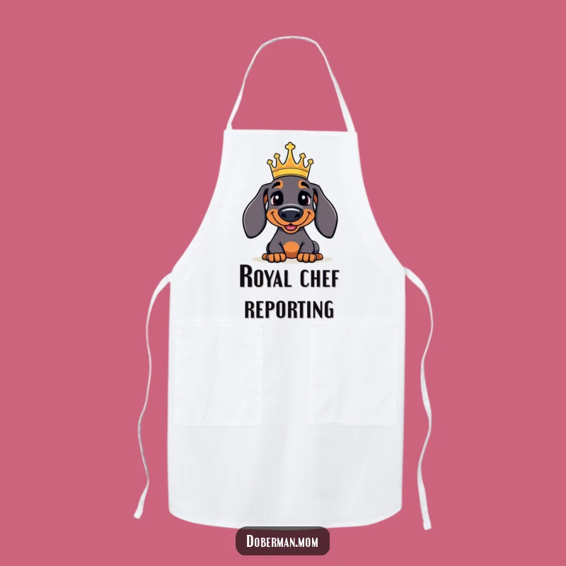 Funny Doberman Apron: Kitchen King Canine Wear, Regal and Humorous Cooking Gift