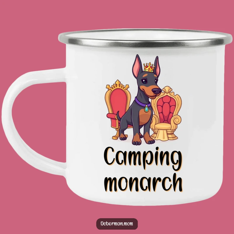 Funny Doberman Royal Camping Mug: Adventure Ready Dog Gift