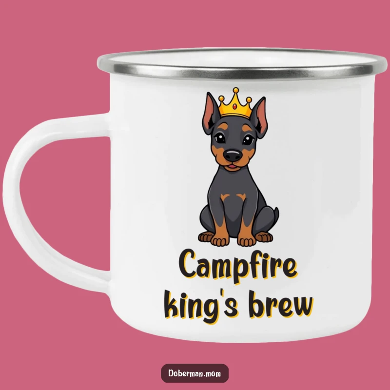 Funny Crowned Doberman Camping Mug - Attentive Royal Pup Outdoor Gift