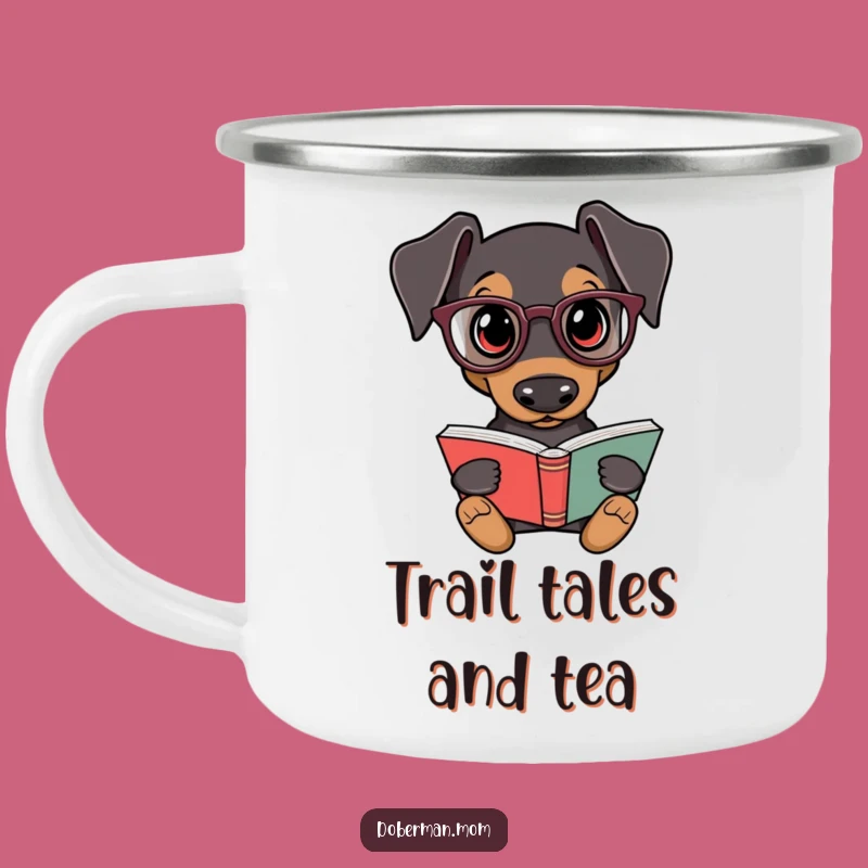Funny Doberman Campfire Mug - Adorable Dog Reading Gift for Outdoors