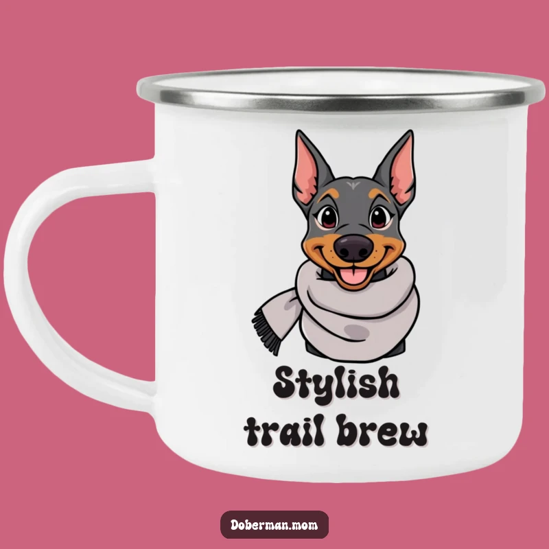 Funny Doberman Camping Mug: Elegant Dog Style for Outdoor Adventures Gift