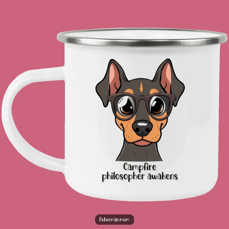 Funny Doberman Explorer Mug: Adventure-Ready Dog Camp Gift