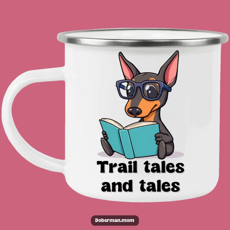 Funny Doberman Reading Camping Mug: Literary Dog Adventures - A Perfect Funny Gift!