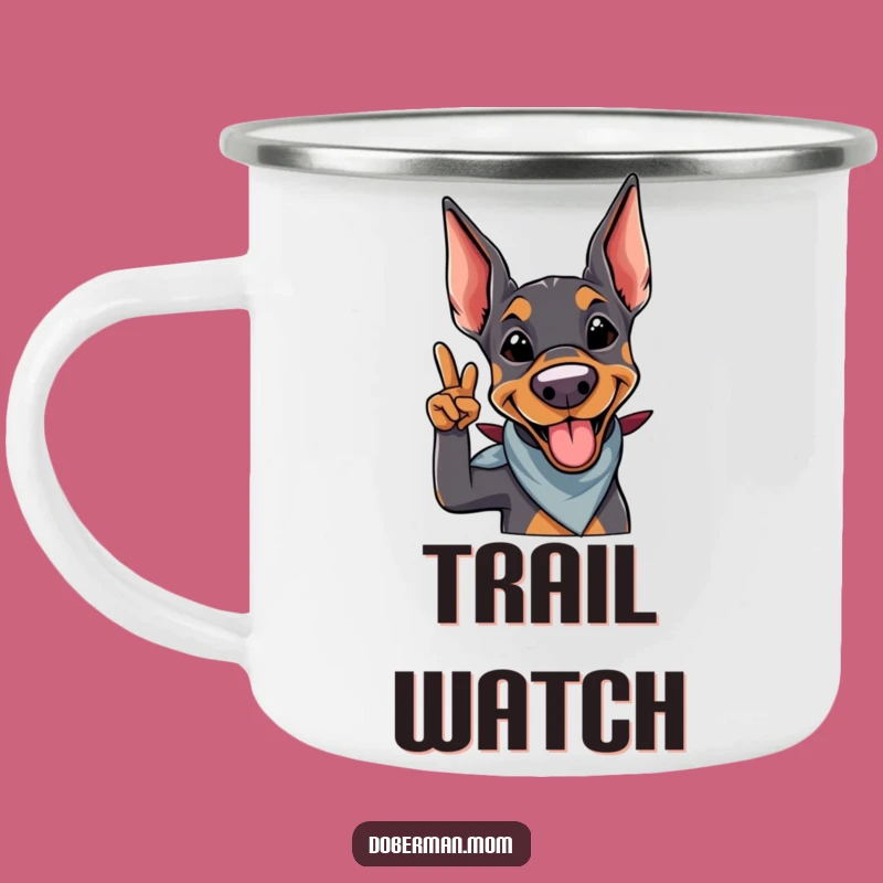 Funny Doberman Salute Camping Mug: Adventure with a Loyal Dog
