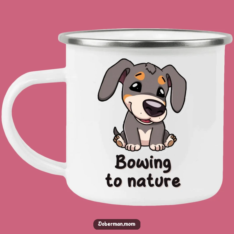 Funny Kawaii Doberman Bowing Camping Mug: Adventure with Adorable Charm