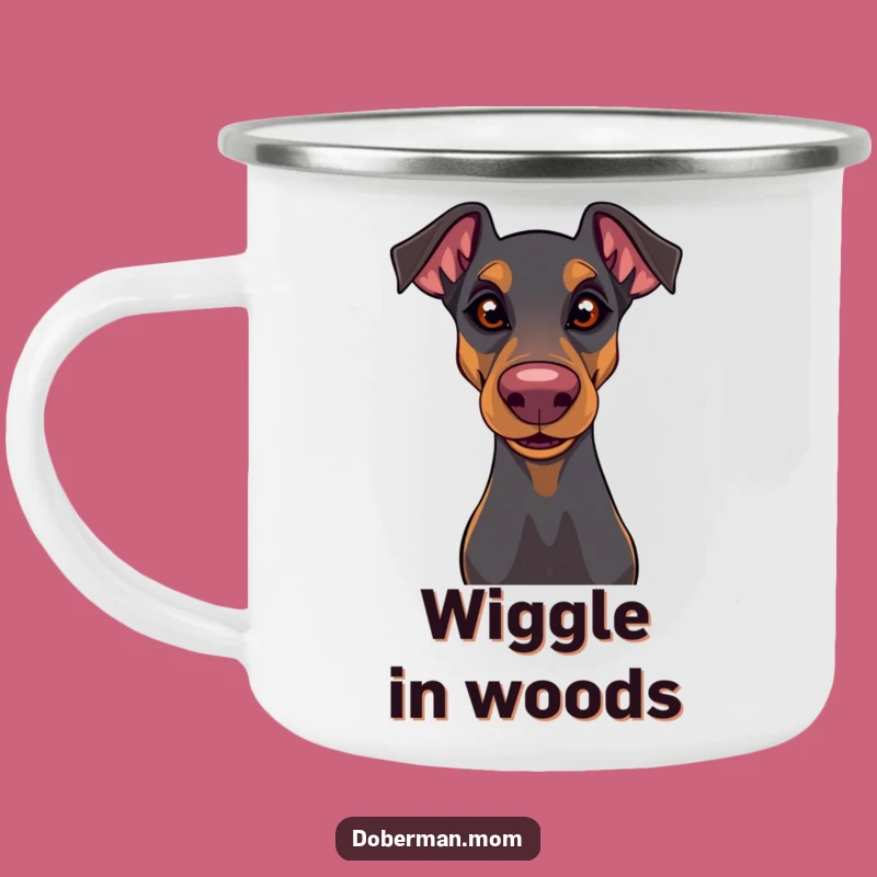 Playful Doberman Camping Mug: Wiggly Noses on Outdoor Adventures