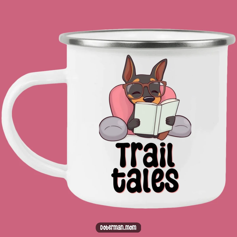 Funny Doberman Reading Camping Mug: Relaxed Adventures for Book Lovers