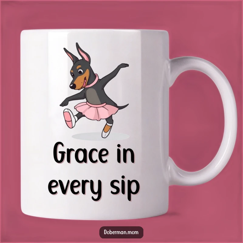 Funny Ballet Doberman Slippers Mug - Graceful Canine Humor Gift for Dancers