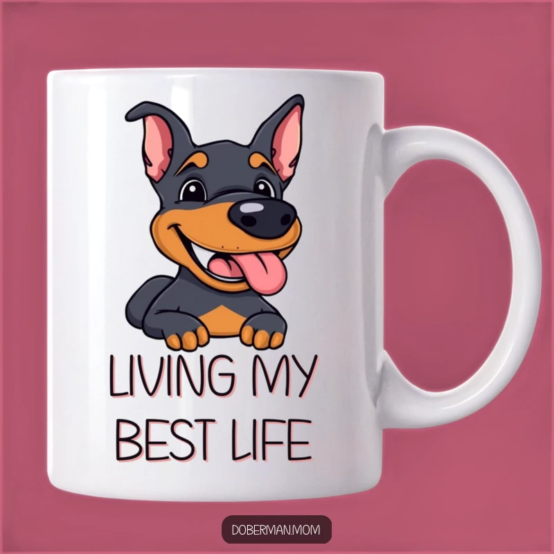 Funny Doberman Mug: Happy Panting Pup, Perfect Joyful Gift for Dog Enthusiasts