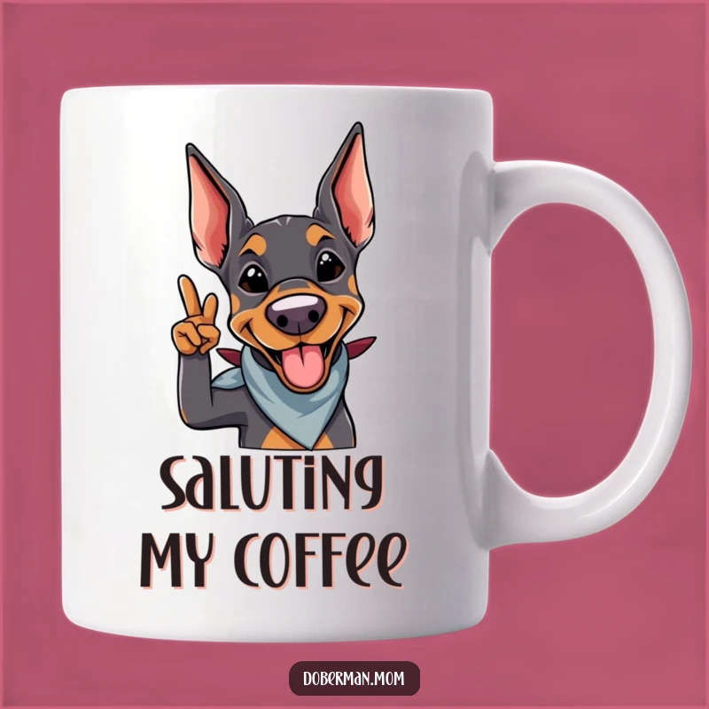 Funny Doberman Salute Mug: Perfect Gift for Playful Dog Commanders