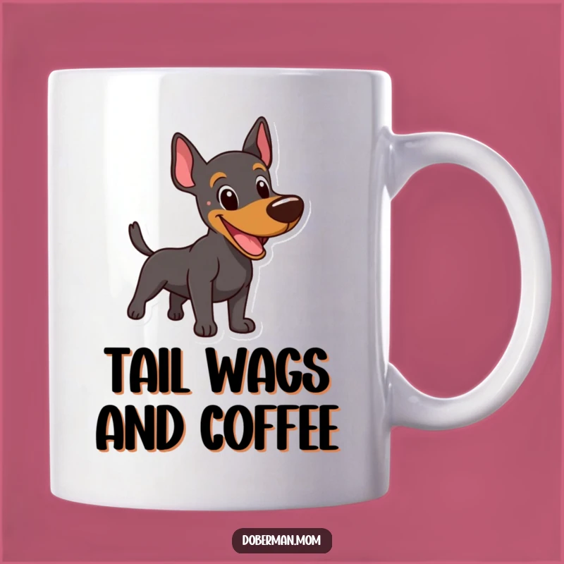 Funny Happy Doberman Mug: Playful Barking Dog Gift for Joyful Owners