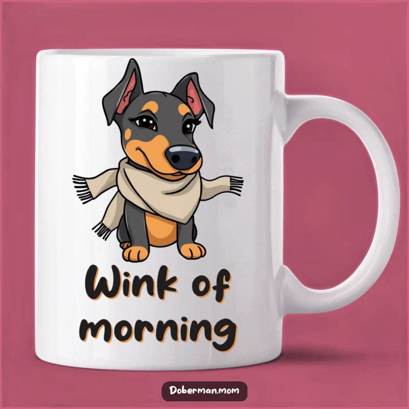 Funny Doberman Winking Scarfy Mug - Stylish Dog Lover Gift