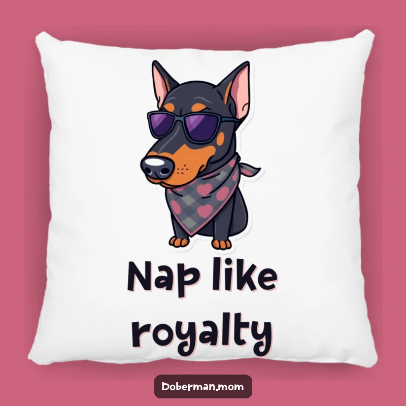 Cozy Funny Regal Doberman Pillow: Stylish Bandana Accent - Great Funny Dog Gift