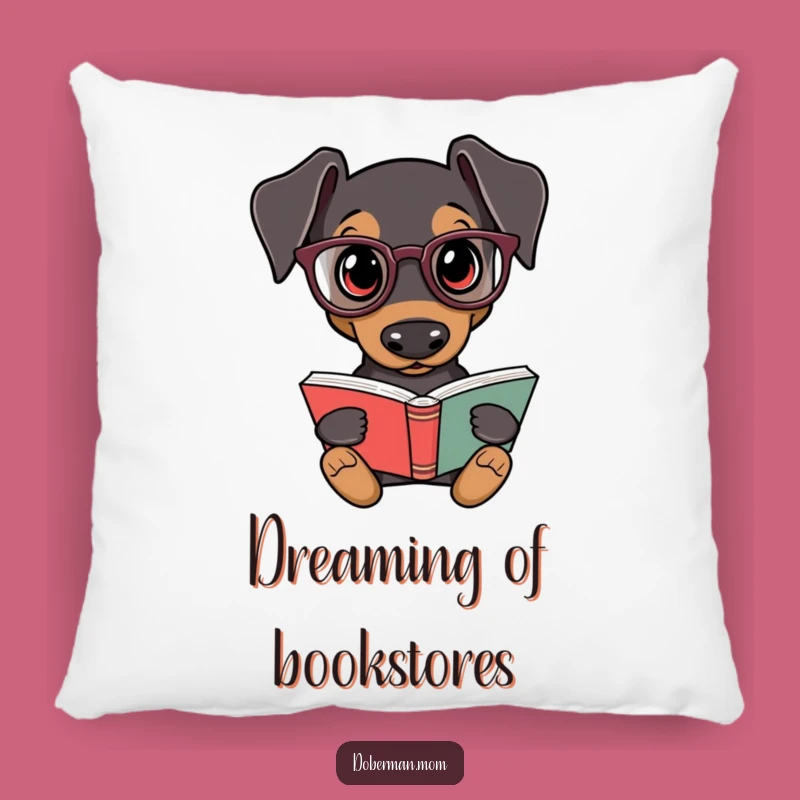 Funny Doberman Reading Pillow - Cozy Dog Accent Pillow Gift