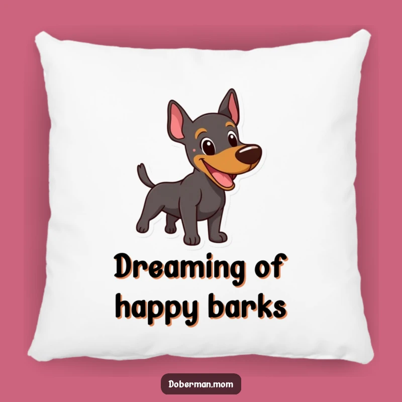 Funny Happy Doberman Pillow: Cozy Playful Barking Dog Comfort Gift