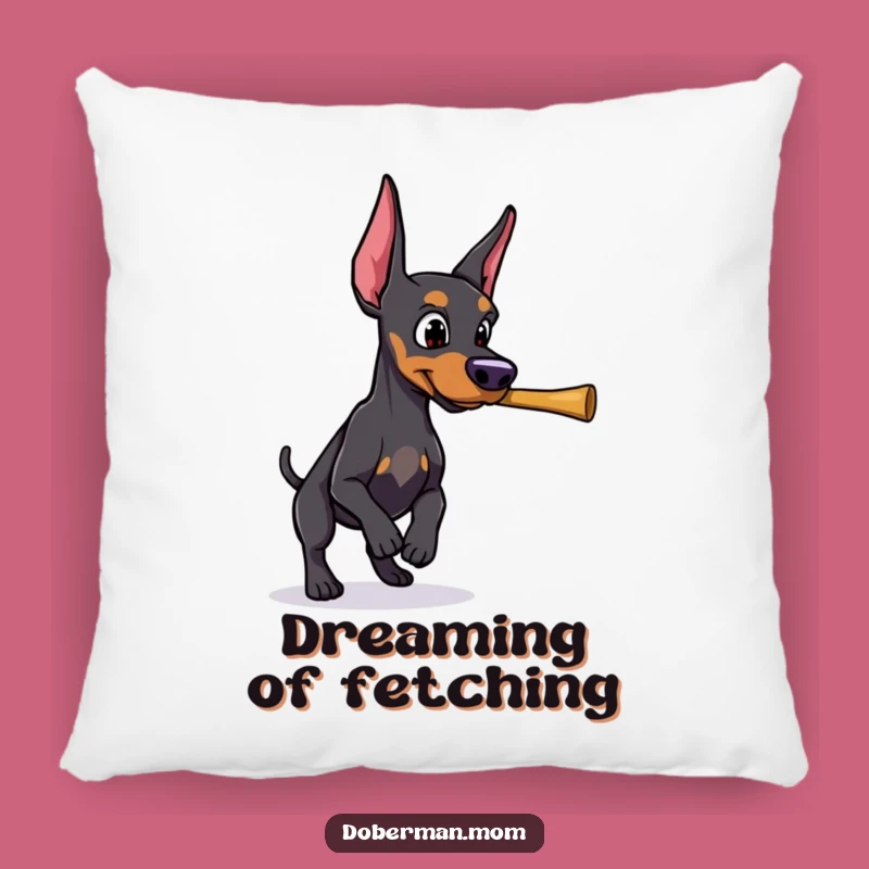 Funny Doberman Stick Fetch Pillow: Determined Comfort & Play Gift