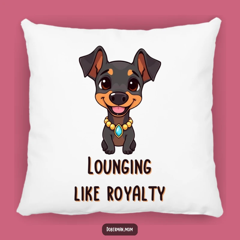 Luxurious Doberman Jeweled Collar Pillow: Chic Comfort Accent