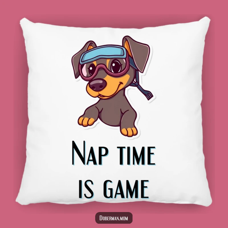 Funny Sports Doberman Pillow: Cozy Goggles Dog Comfort Gift