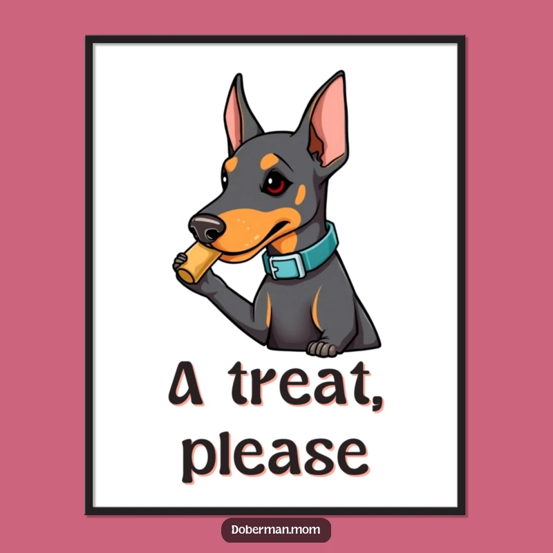 Funny Doberman Treat Digital Art: Playful Pup Nudging Art
