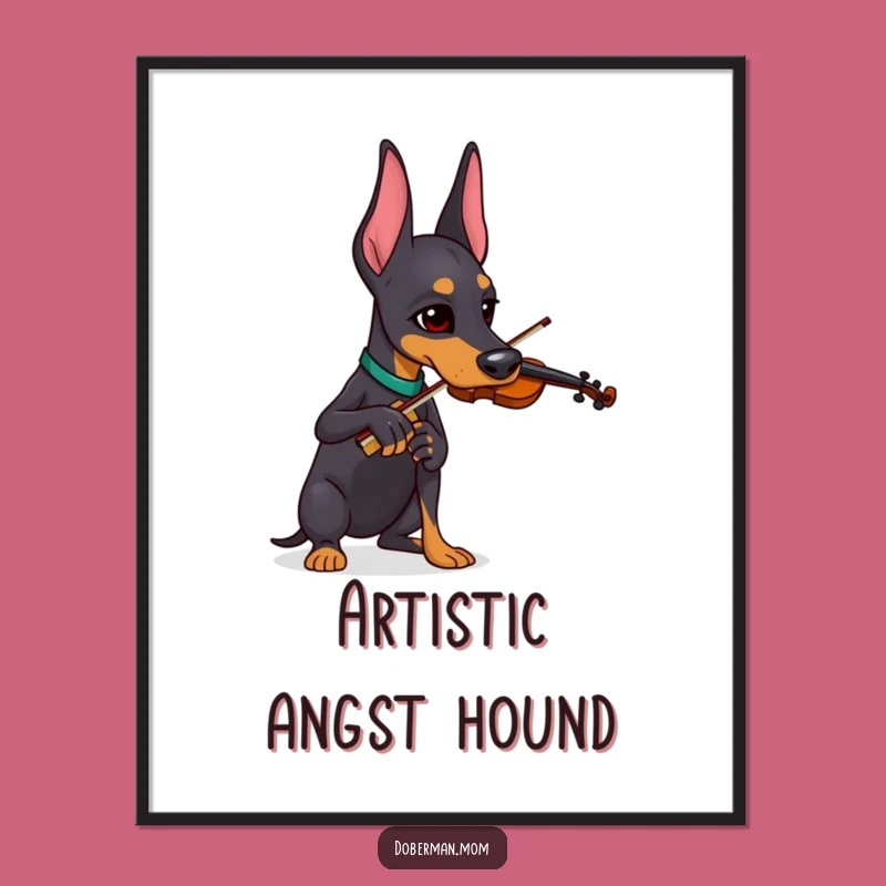 Funny Doberman Violinist Digital Art: Instant Humorous Decor, Perfect Quirky Gift