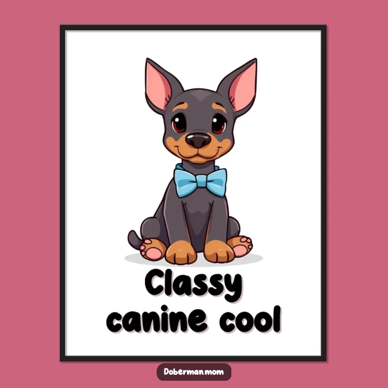 Funny Doberman Bow Tie Digital Art: Attentive Dog for Chic Decor
