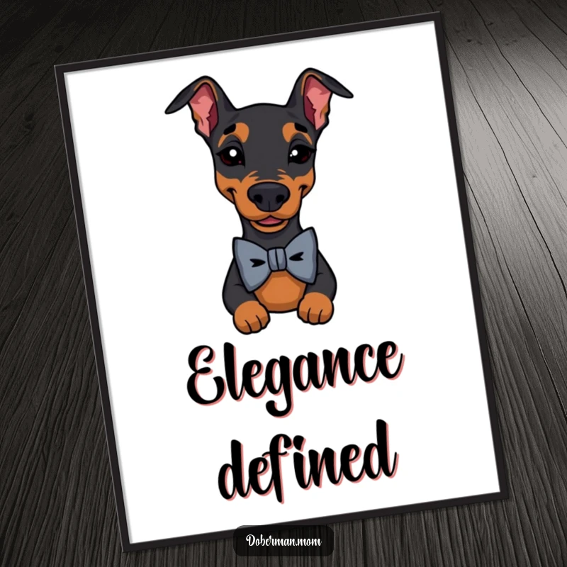 Funny Doberman Bow Tie Wink Digital Art Print: a dapper dog in a bowtie winks; adds humorous elegance to digital displays.