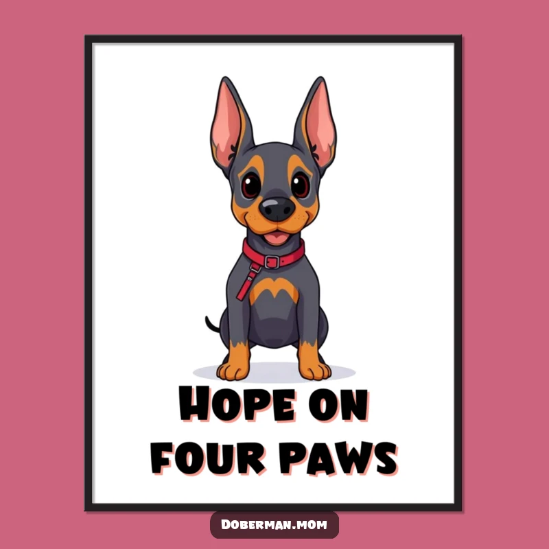 Funny Doberman Explorer Digital Print - Hopeful Dog Leash Art Gift