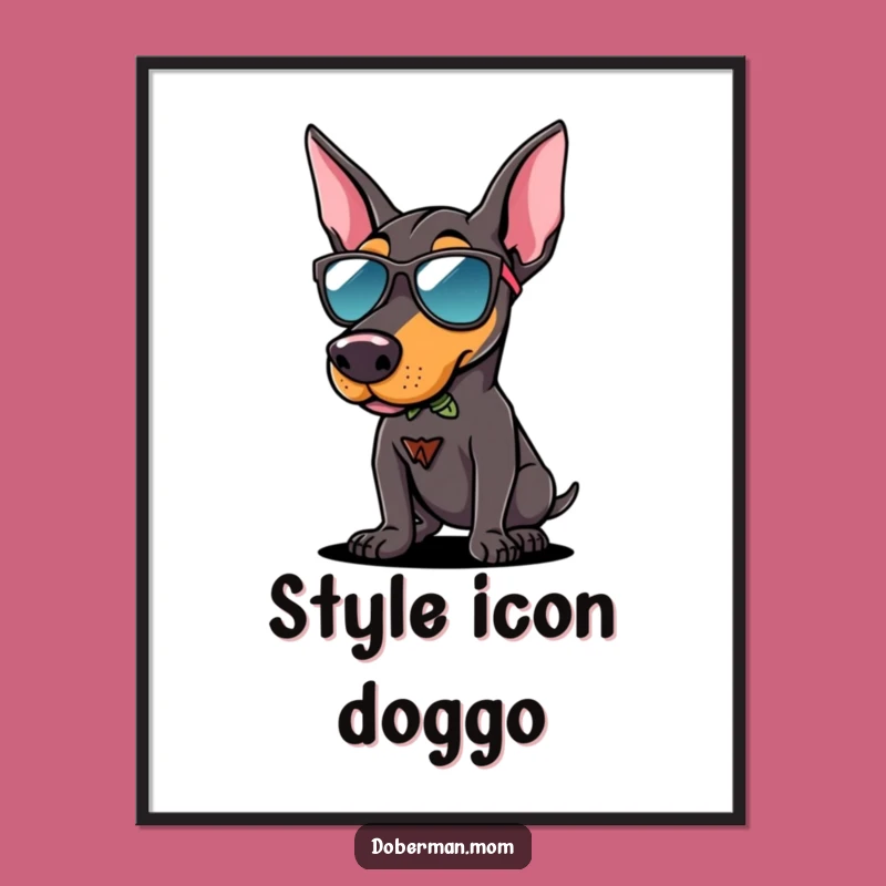 Funny Doberman Sunglasses Digital Art: Cool Printable Decor, Instant Gift