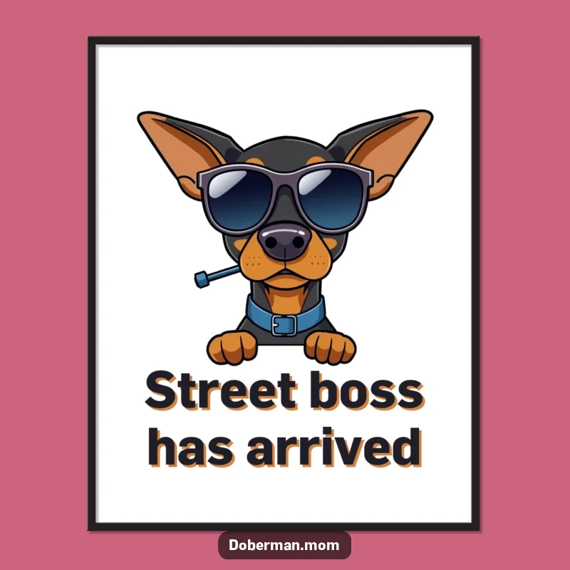 Funny Doberman Traffic Cop Print: Instant Wall Art, Quirky Gift