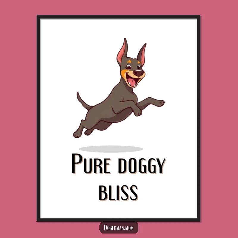 Funny Leap Doberman Digital Art: Cheerful Dog's Jump for Energetic Decor