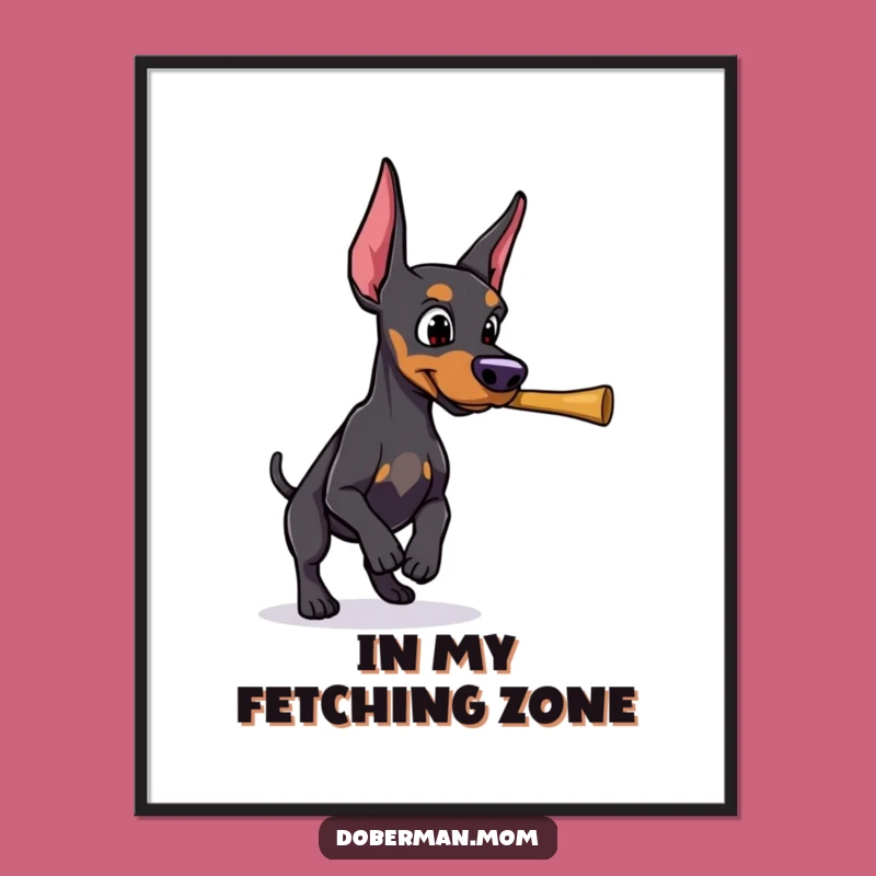 Funny Doberman Stick Fetch Digital Art: Instant Motivation Gift