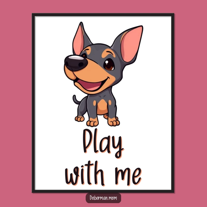 Funny Doberman Digital Art: Playful Bark Portrait, Instant Interactive Funny Gift
