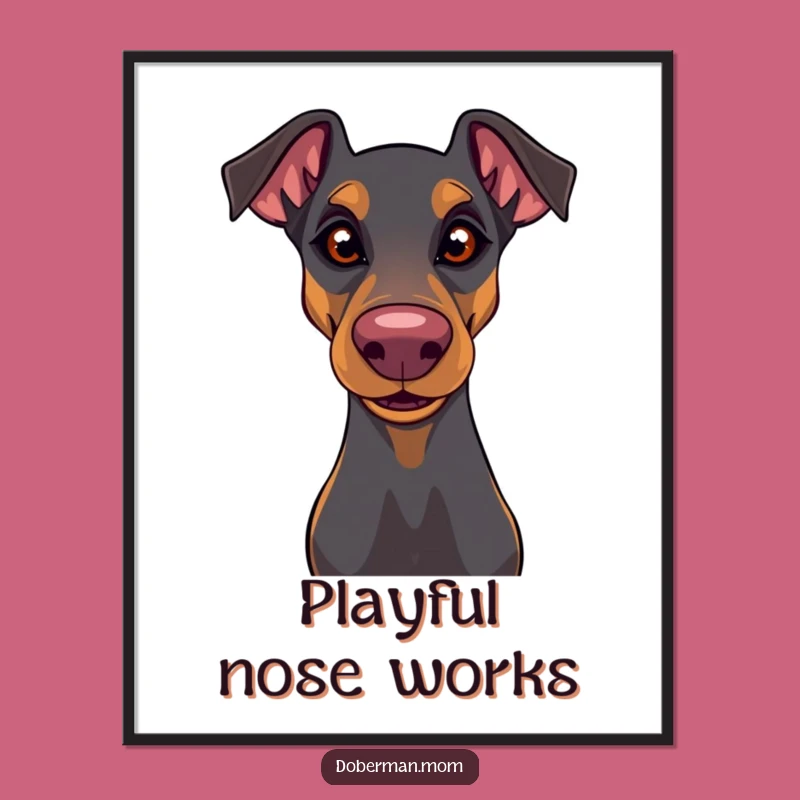 Playful Doberman Digital Art: Instant Mischief with Wiggly Nose