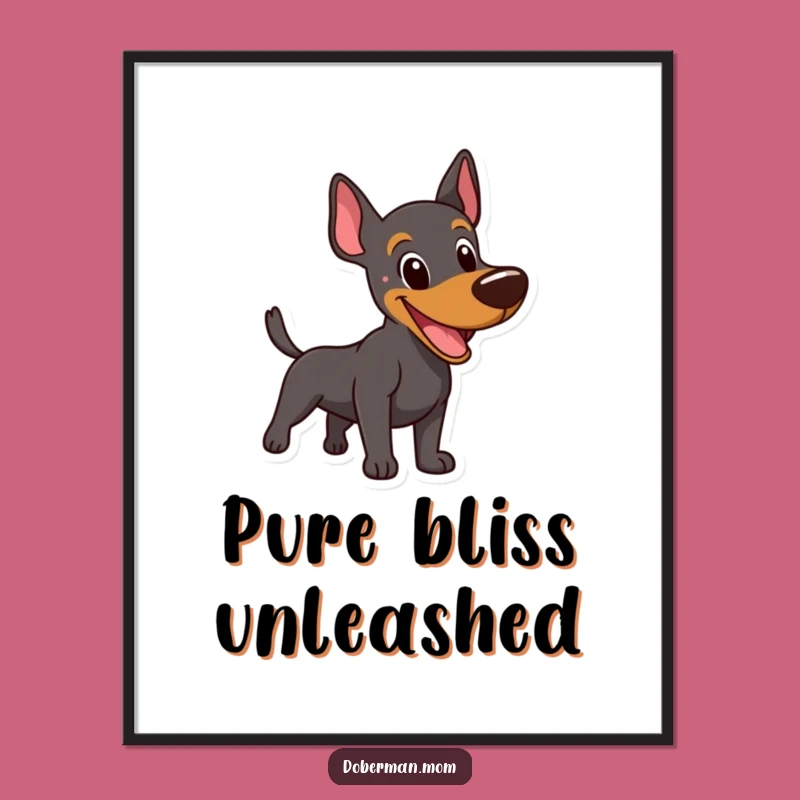 Funny Happy Doberman Digital Print: Playful Barking Dog Wall Art Gift