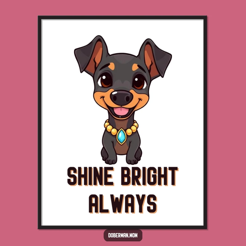 Doberman Jeweled Collar Digital Print: Instant Elegant Decor