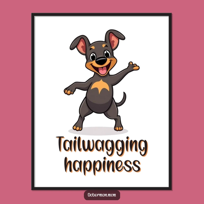 Funny Cheerful Doberman Dance Digital Art: Instant Joyful Decor