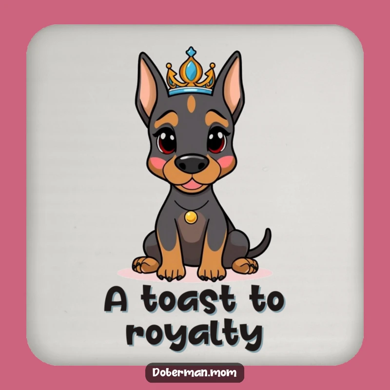 Funny Doberman Tiara Coaster Set - Protect Surfaces with Royal Humor Gift
