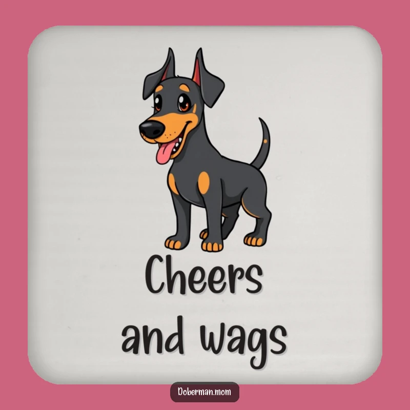 Funny Doberman Coaster Set: Wagging Tail Eager Friend - Humorous Table Protection