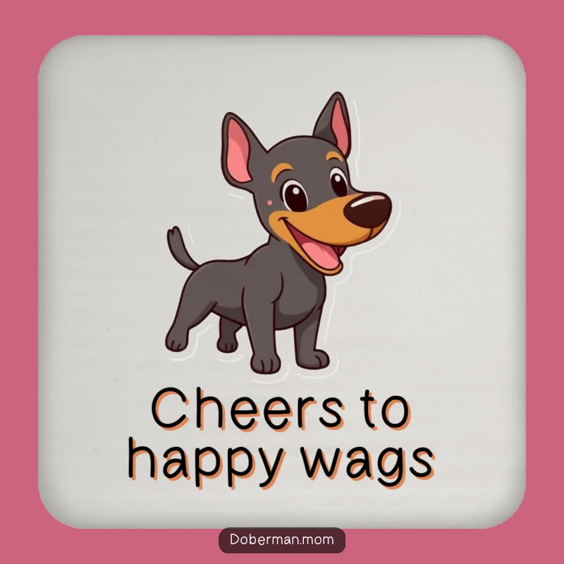 Funny Happy Doberman Coaster: Playful Barking Table Protector Gift