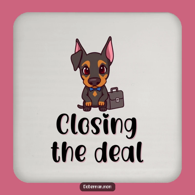 Funny Doberman Business Coaster Set: Protect Surfaces with Drive, Great Funny Gift