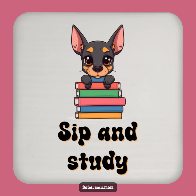 Funny Doberman Book Stack Coaster: Protect Surfaces with Canine Intellect Gift