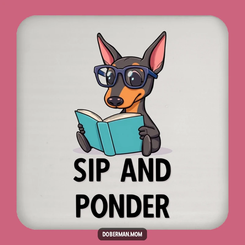 Funny Doberman Reading Coaster: Protect Surfaces with Literary Dog Style - A Great Funny Gift!