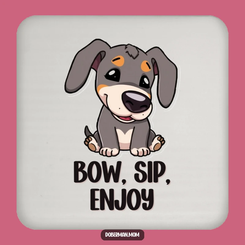 Funny Kawaii Doberman Bowing Coaster: Protect Surfaces with Cute Style