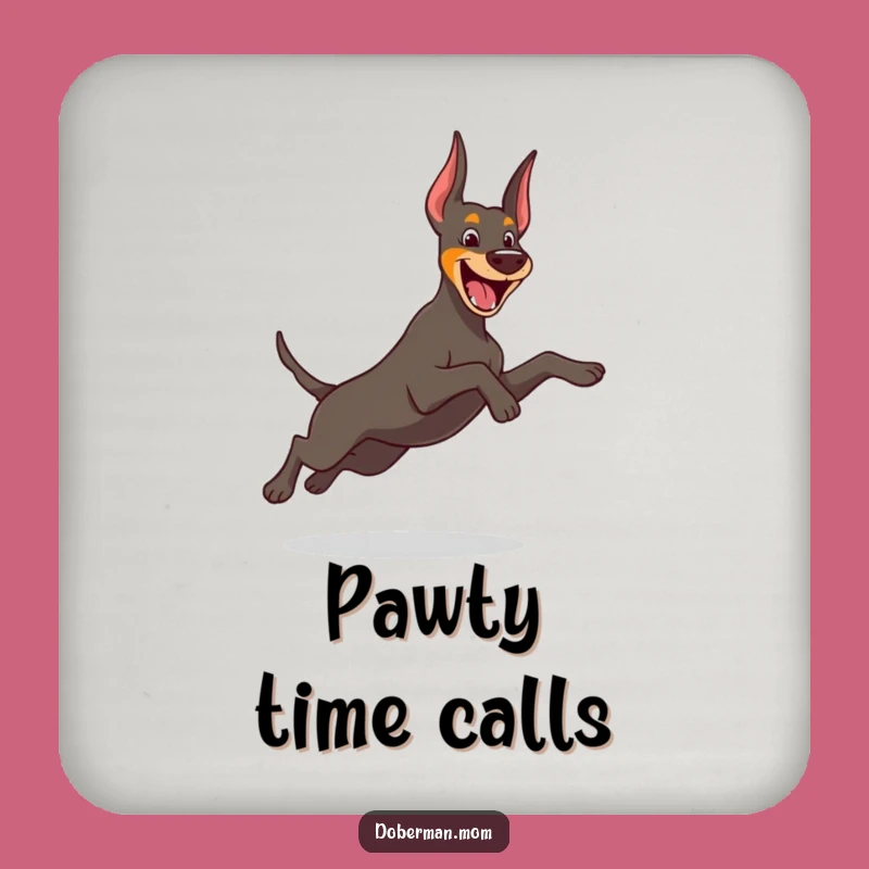 Funny Leap Doberman Coaster: Playful Dog Design for Energetic Table Protection